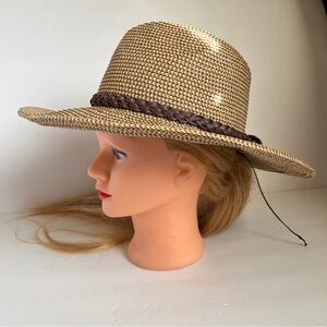 C.C Straw Fedora with Braided Brown Trim - Natural
